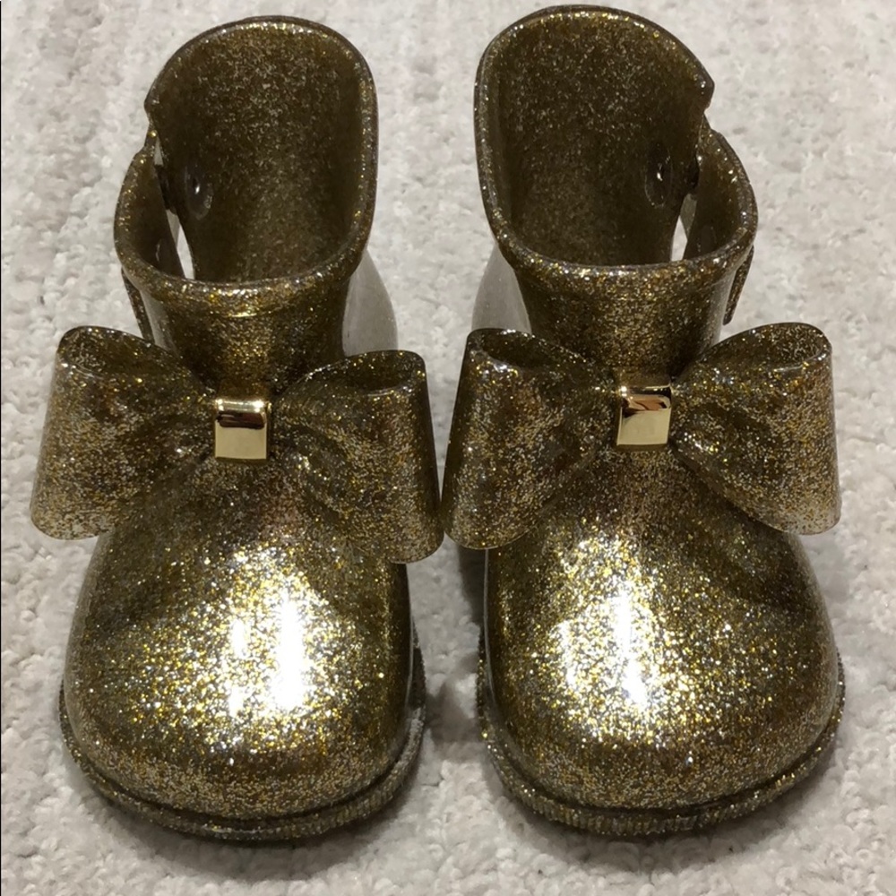 Mini Melissa Gold sparkle boots